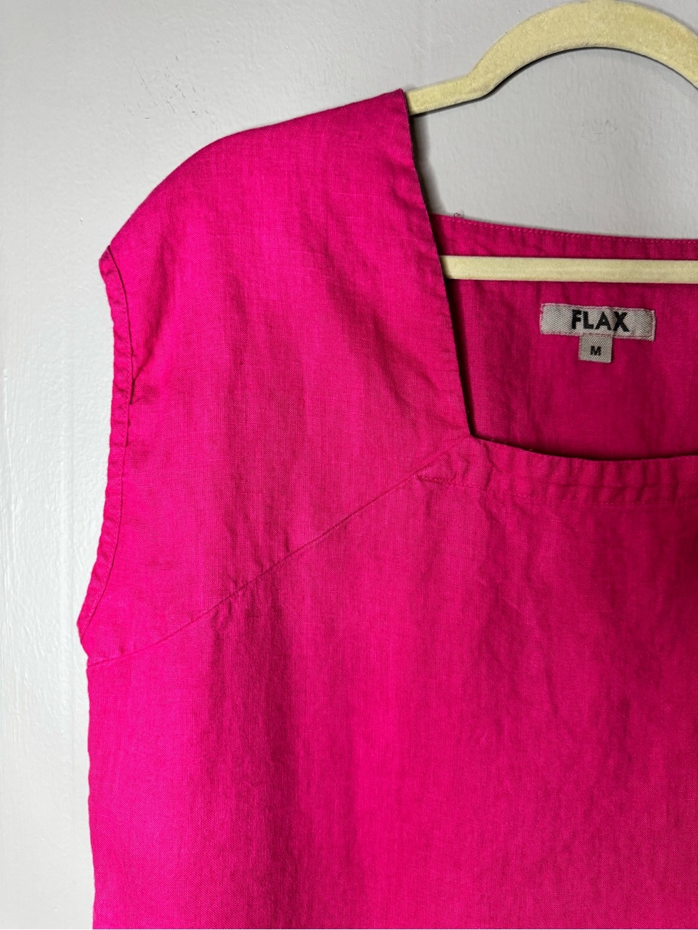FLAX Women's Linen Lagenlook Hot Pink Square Neck Tank Top Size Medium - Picture 5 of 7